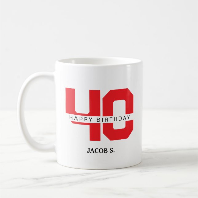 Mug d'anniversaire avec âge et nom customisés (Gauche)