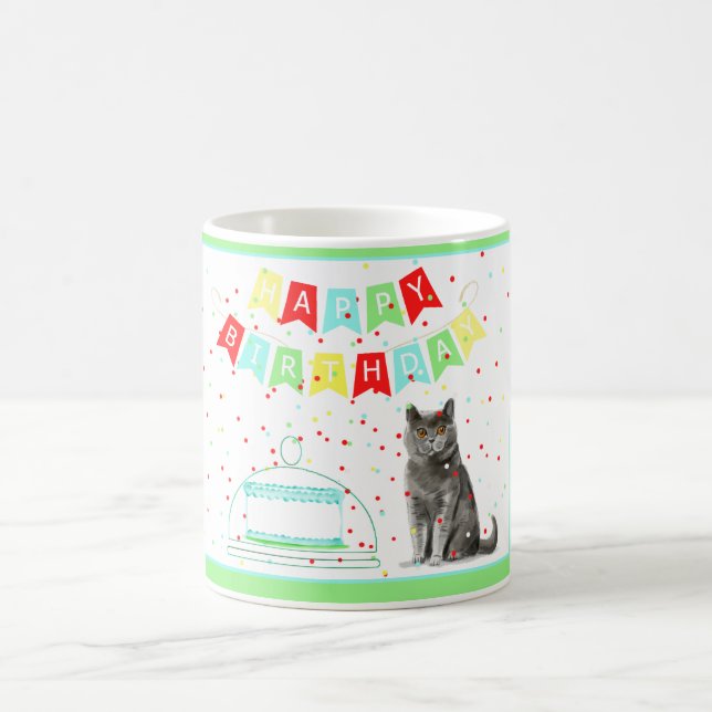 Mug d'anniversaire coloré du chat (Centre)
