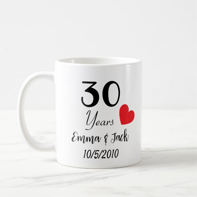 Mug d'anniversaire de mariage personnalisé - Nom e (Gauche)