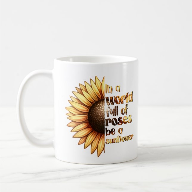Mug Dans un monde entier tournesol personnalisé (Gauche)