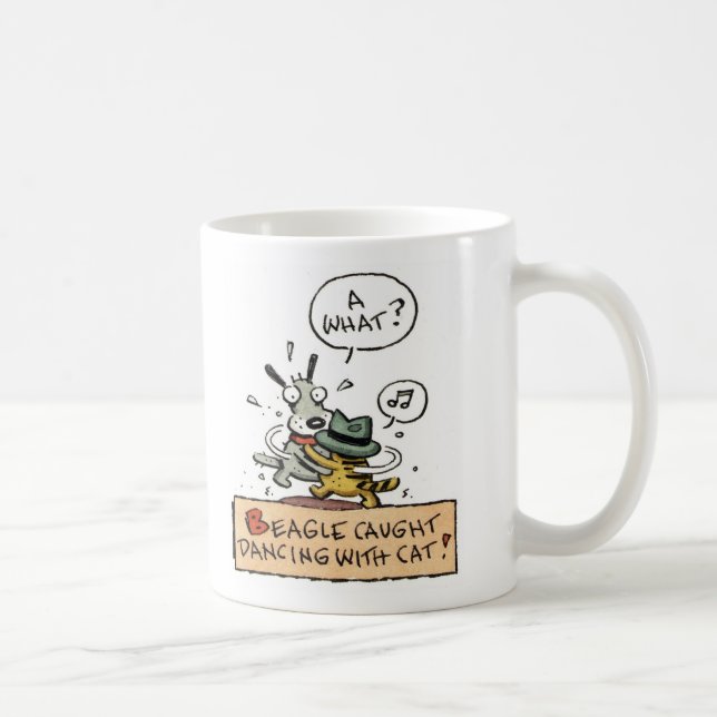 Mug Danse attrapée par beagle avec un chat (Droite)