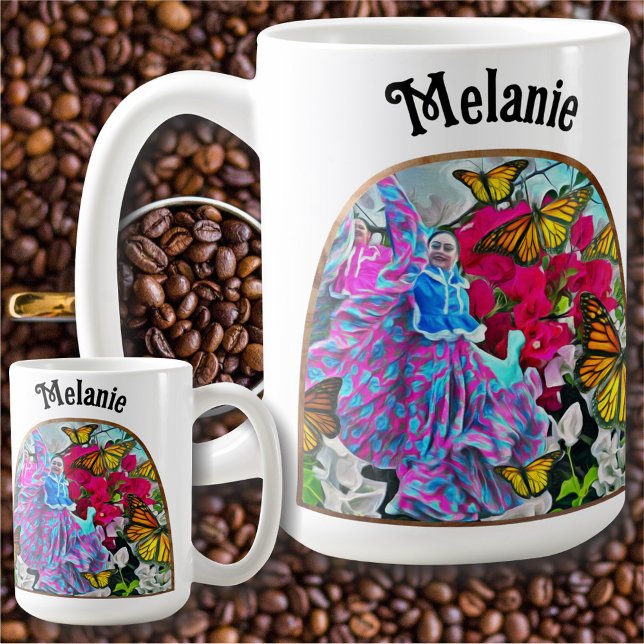 Mug Danse avec Fleurs & Papillons PV01 (Créateur téléchargé)