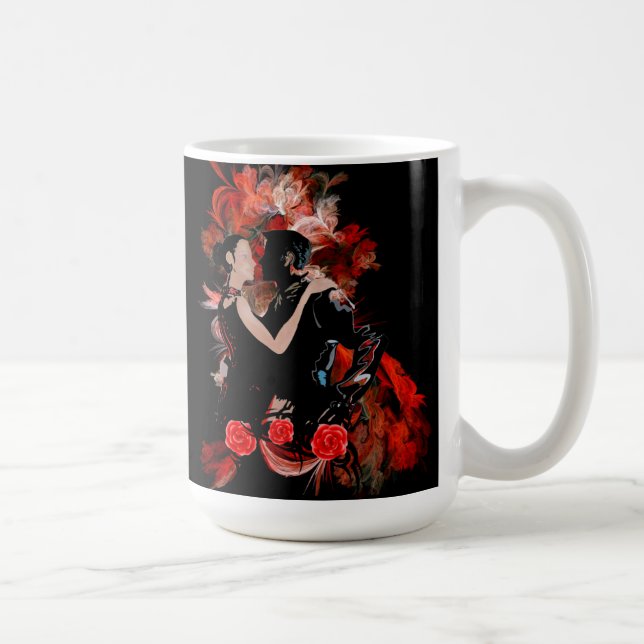 Mug Danseurs de tango romantiques sur la fractale roug (Droite)