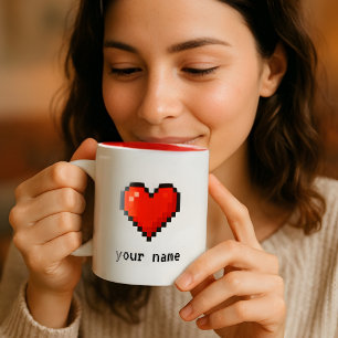 Mug d'arcade cardiaque Pixel personnalisé