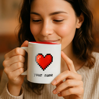 Mug d'arcade cardiaque Pixel personnalisé