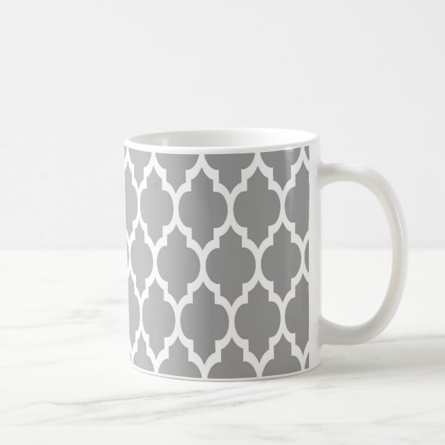 Mug Dark Gray White Moroccan Quatrefoil Pattern #4 (Droite)