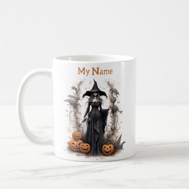 Mug Dark Shadow Queen : Halloween Witch Customisée Cou (Gauche)