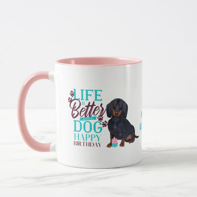 Mug Darling Brown Dachshund Chien aime MOM Anniversair (Gauche)