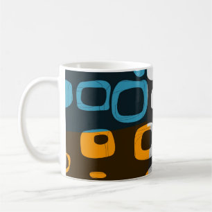 Mug d'art Abstrait bleu, orange, gris rétro