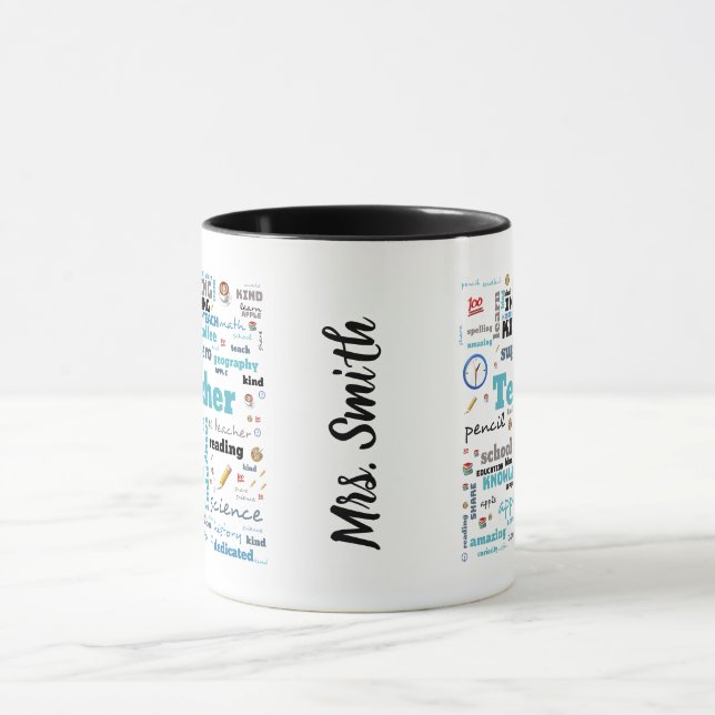 Mug d'art de mots de l'enseignant personnalisé (Centre)