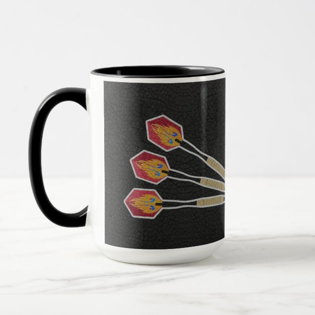 Mug Darts Three darts on Custom background personalize (Gauche)