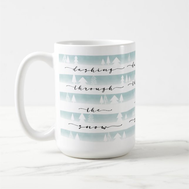 Mug Dashing À Travers La Forêt D'Aquarelle De Neige (Gauche)