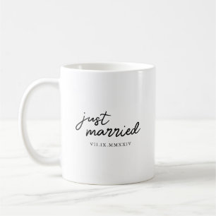 Mug Date en chiffres romains avec écriture "Juste Mari