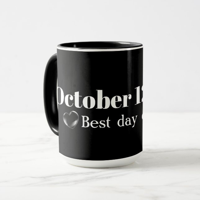 Mug Date mariage en noir (Devant gauche)