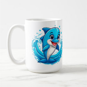 Mug Dauphin de dessin animé mignon éclaboussant dans l