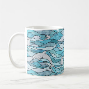 Mug Dauphins de verre tendu de l'océan bleu