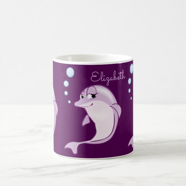 Mug Dauphins pourpres mignons personnalisés (Centre)