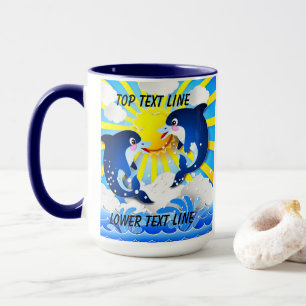 Mug Dauphins & Soleil Personnalisez Ajouter votre nom 