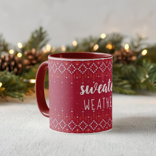 Mug de café à deux tons pour un Noël en pull rouge