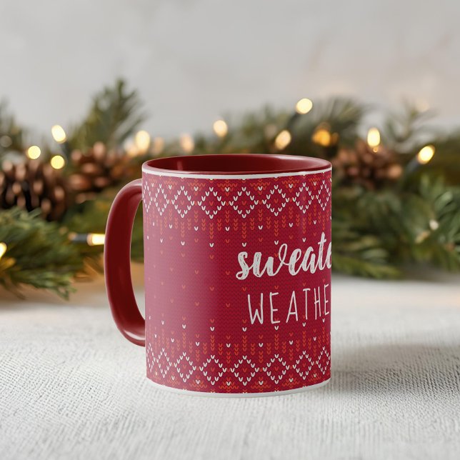 Mug de café à deux tons pour un Noël en pull rouge (Créateur téléchargé)