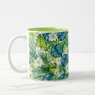 Mug de café à fleurs de palmiers tropicales