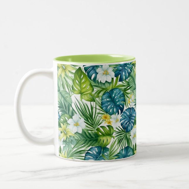 Mug de café à fleurs de palmiers tropicales (Gauche)