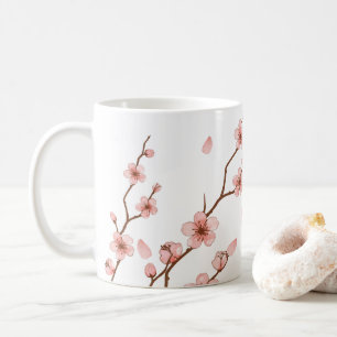 Mug de café à fleurs rose cerisier