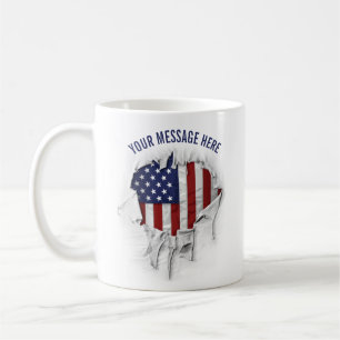 Mug de café américain déchiré, déchiré et d