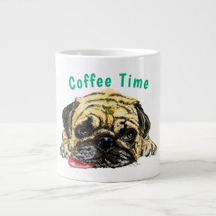 Mug de café amusant avec chien Carlin - Texte pers