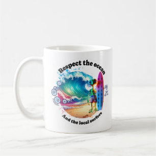 Mug de café amusant et respecter l'océan (blanc)