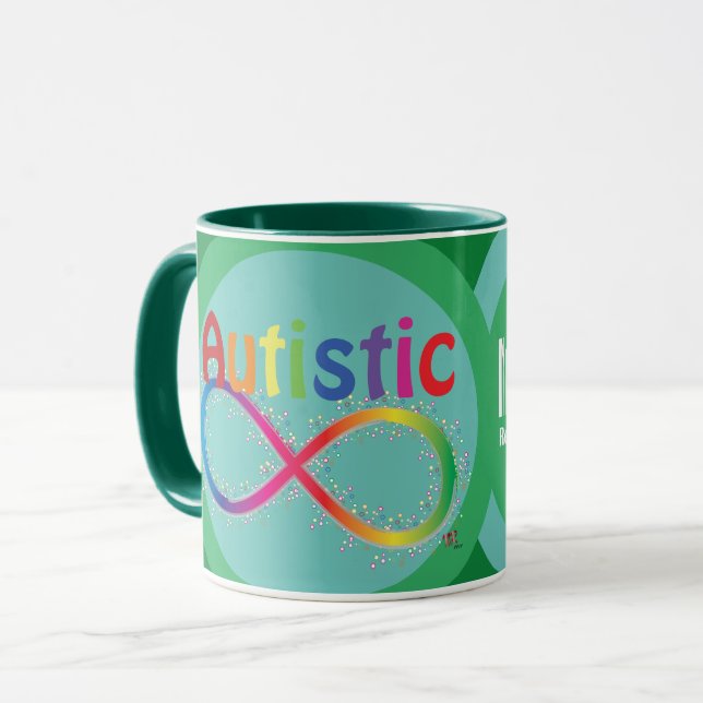 Mug de café Autistic Rainbow Infinity (Devant gauche)