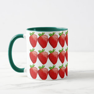 Mug de café aux fraises vertes et rouges