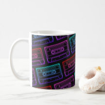 Mug De Café Avec Motif De Cassette Multicolor Néon