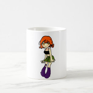 mug de café avec une jolie fille anime chibi