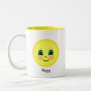 Mug de café bicolore visage heureux avec rougeur m