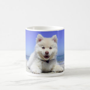 Mug de café blanc chiot