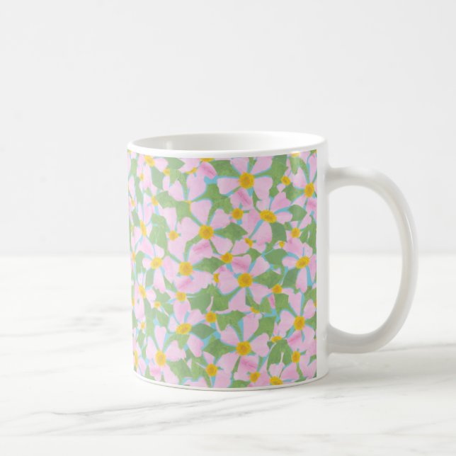 Mug de café blanc : Dogrots roses sur le bleu ciel (Droite)