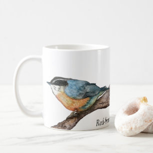 Mug de café blanc nuthatch à poitrine rouge