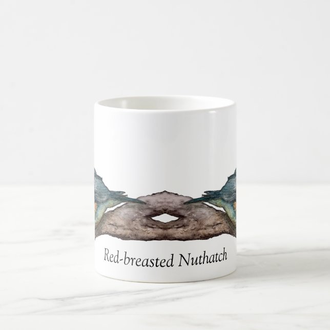 Mug de café blanc nuthatch à poitrine rouge (Centre)