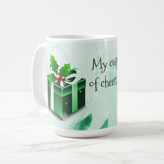 Mug de café cadeau de Noël vert (Devant gauche)