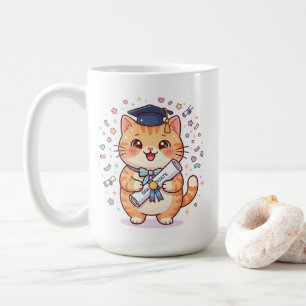 Mug de café chat mignon Kawaii de remise de diplôm