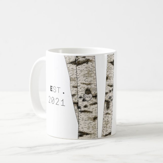 Mug de café de Birch Tree gravé (Devant gauche)