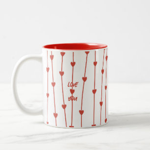Mug de café de la Saint-Valentin avec branches de