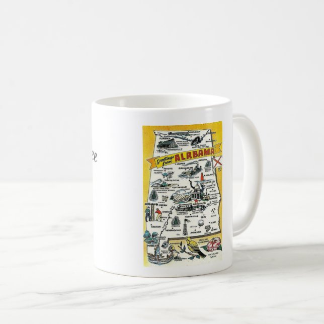 Mug de café de l'État de l'Alabama (Devant droit)