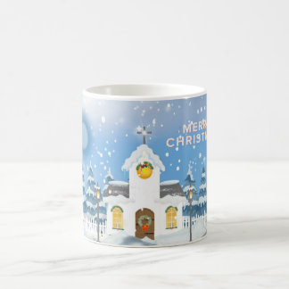 Mug De Café De Noël Avec Petite Église Blanche De 