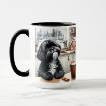 Mug de café de Noël Merci Shih Tzu noir