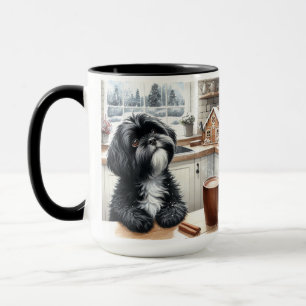 Mug de café de Noël Merci Shih Tzu noir