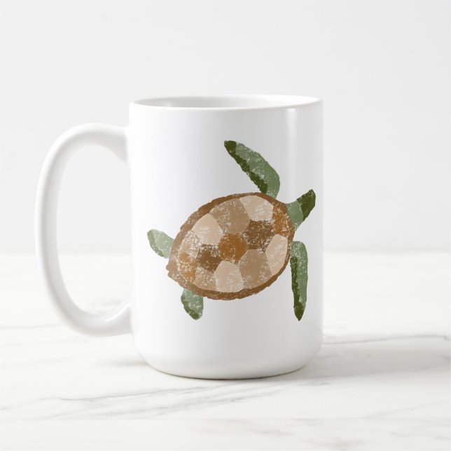 Mug de café de tortue de mer tiré à la main (Gauche)