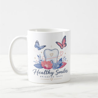 Mug de café dentaire floral mignon Sourires sains 