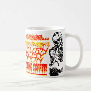 Mug de café du matin agressive avec des squelettes